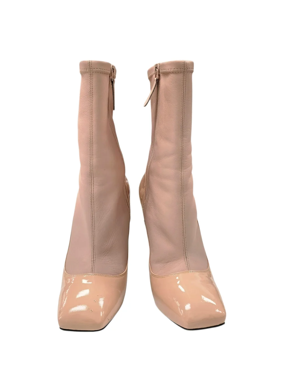Alexander McQueen Blush Pink Patent & Stretch High-Heel Sock Boots - Picture 2 of 5